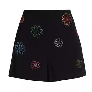 Cinq A Sept Alissa Floral-Rhinestone Shorts